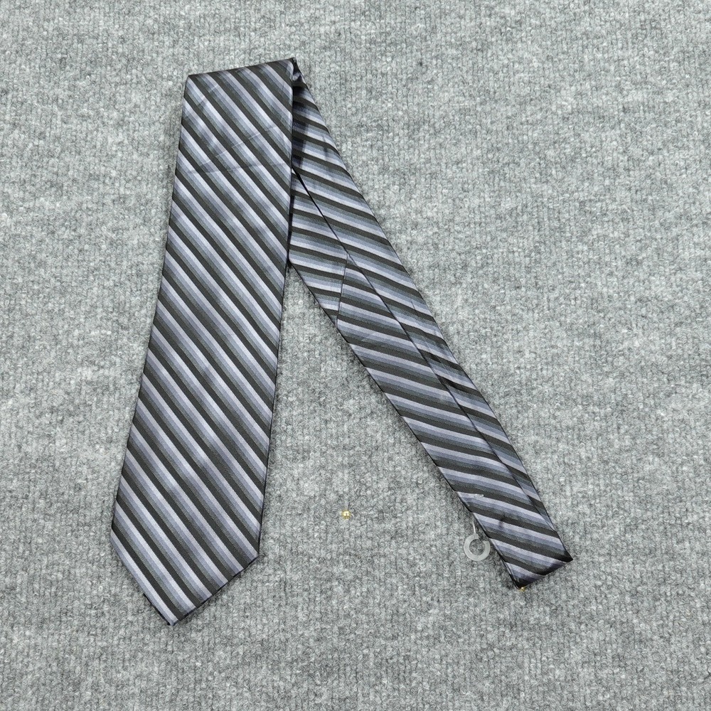 Michael Kors‎ Tie Mens Gray Striped 100% Polyester Satin Pointed Classic Necktie